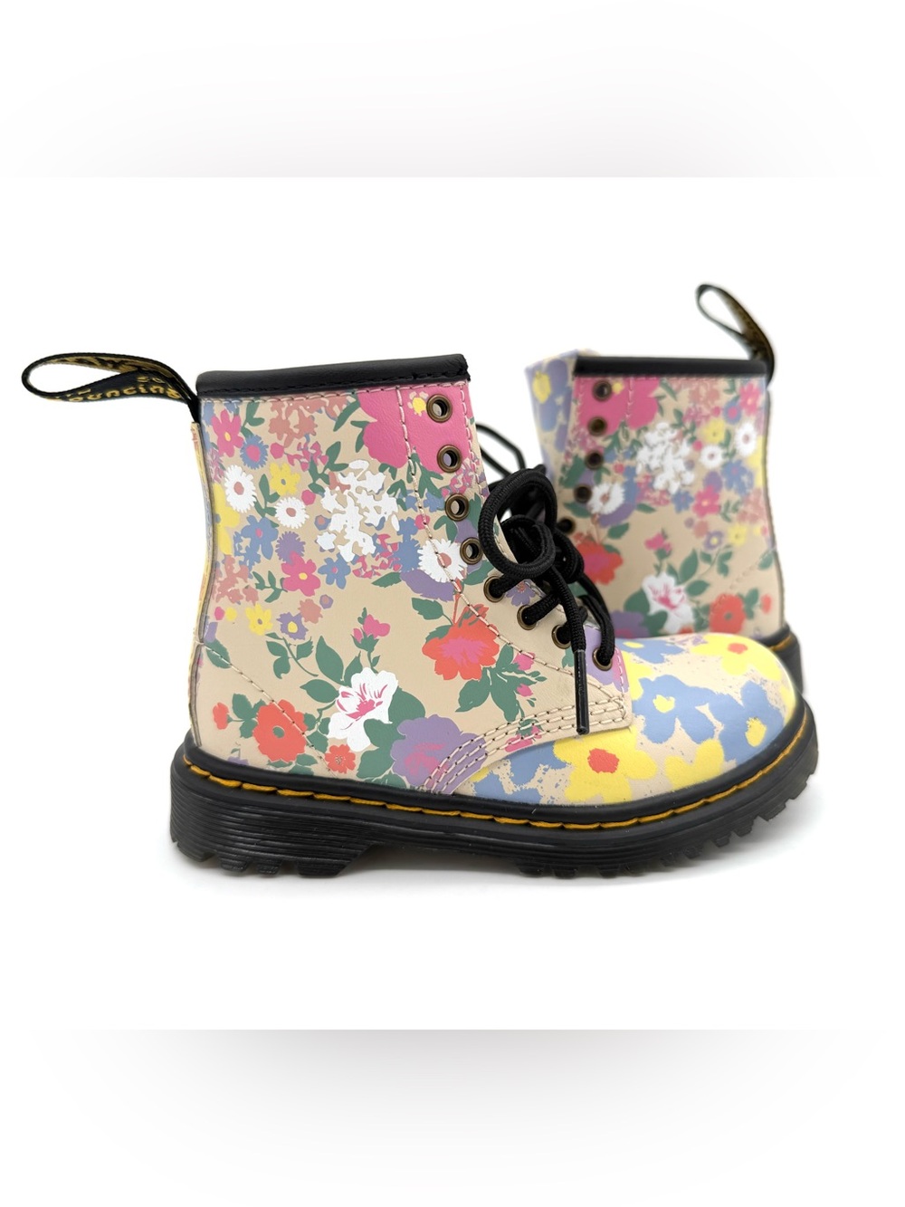 NWOT Dr. Martens Toddler 1460 Floral Mash Up Hydro Leather Lace-Up Boots US 8